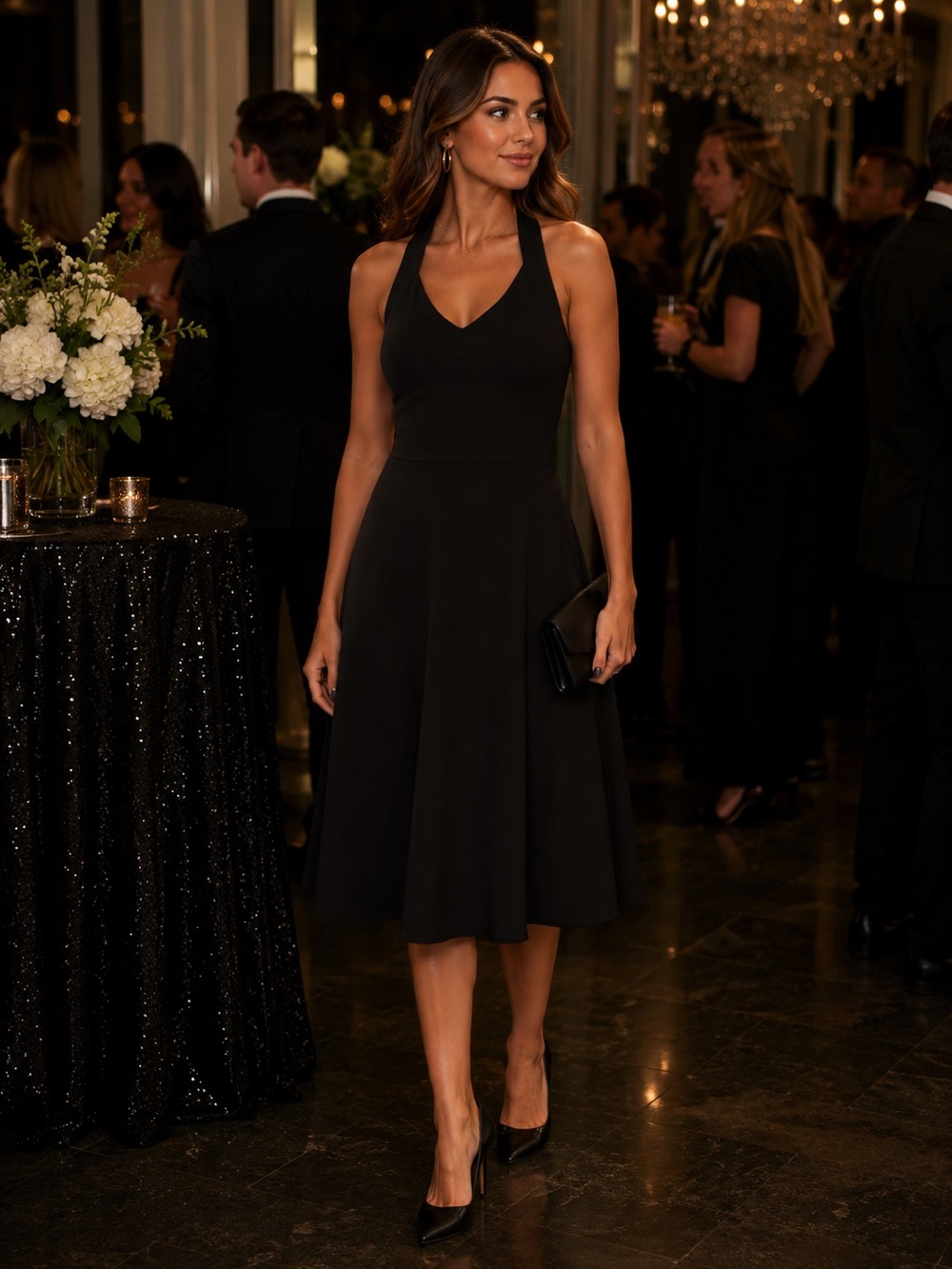 Banana Republic Black Halter Dress Size 10
